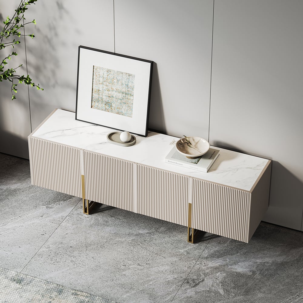 Auro Sintered Stone Fluted TV Console