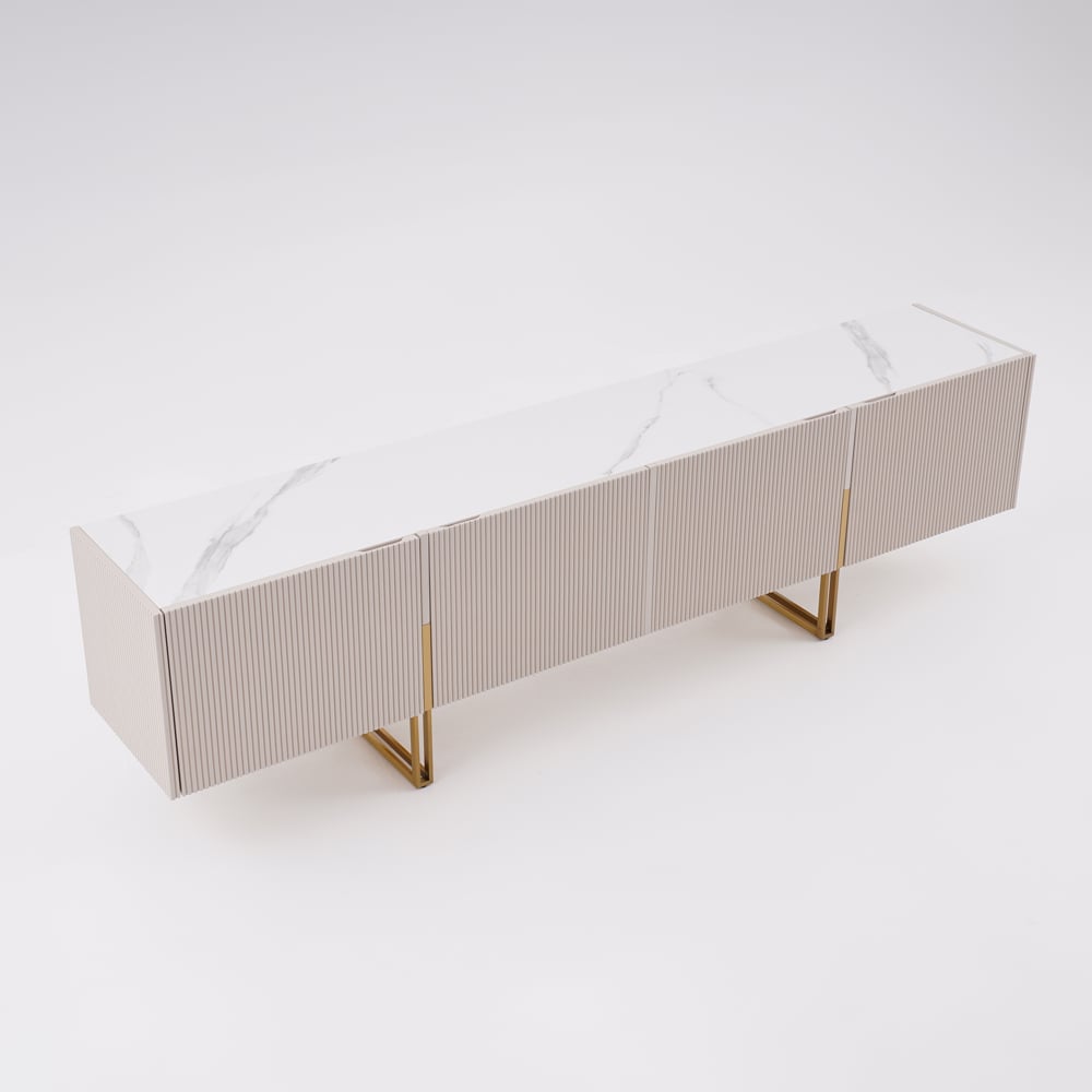 Auro Sintered Stone Fluted TV Console