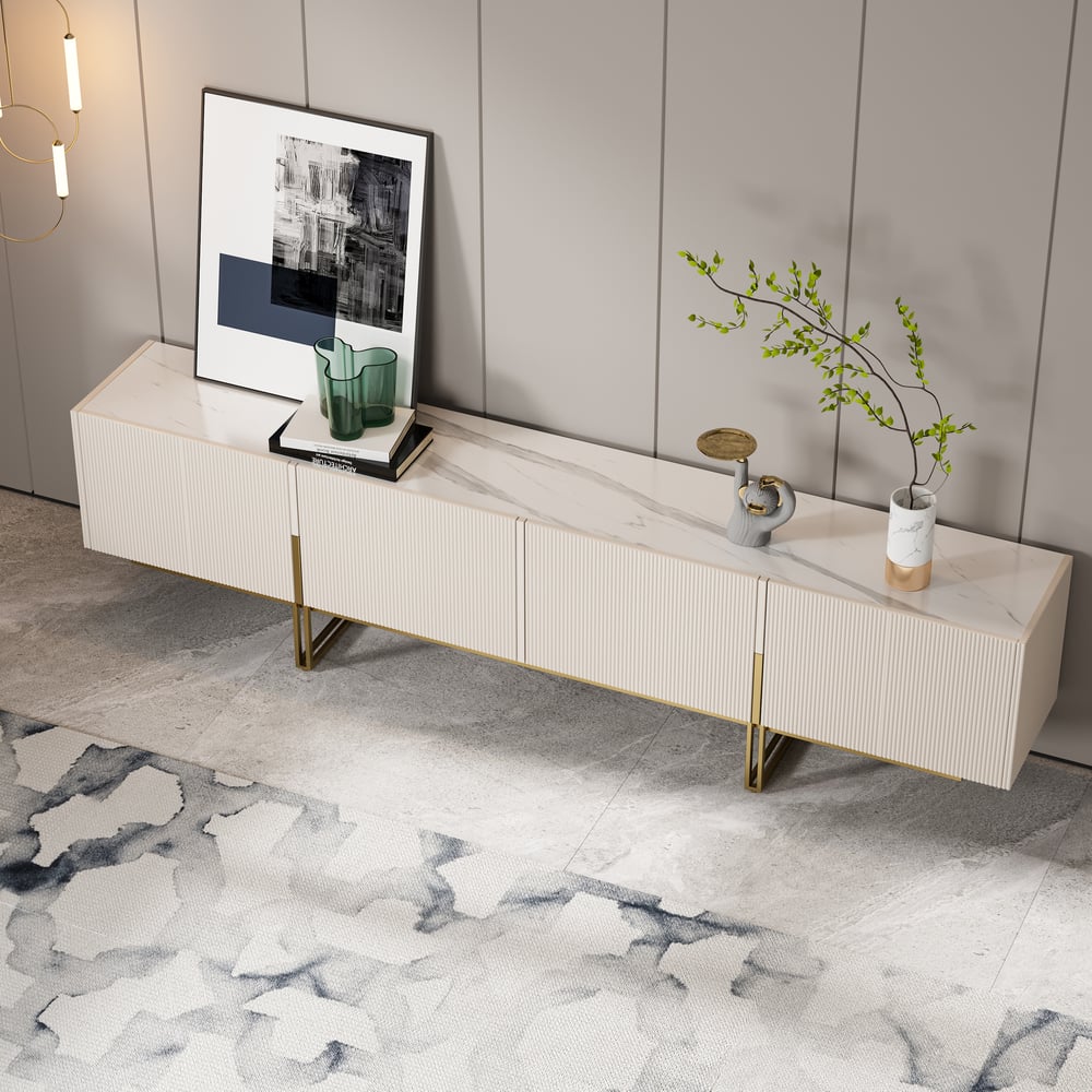 Auro Sintered Stone Fluted TV Console