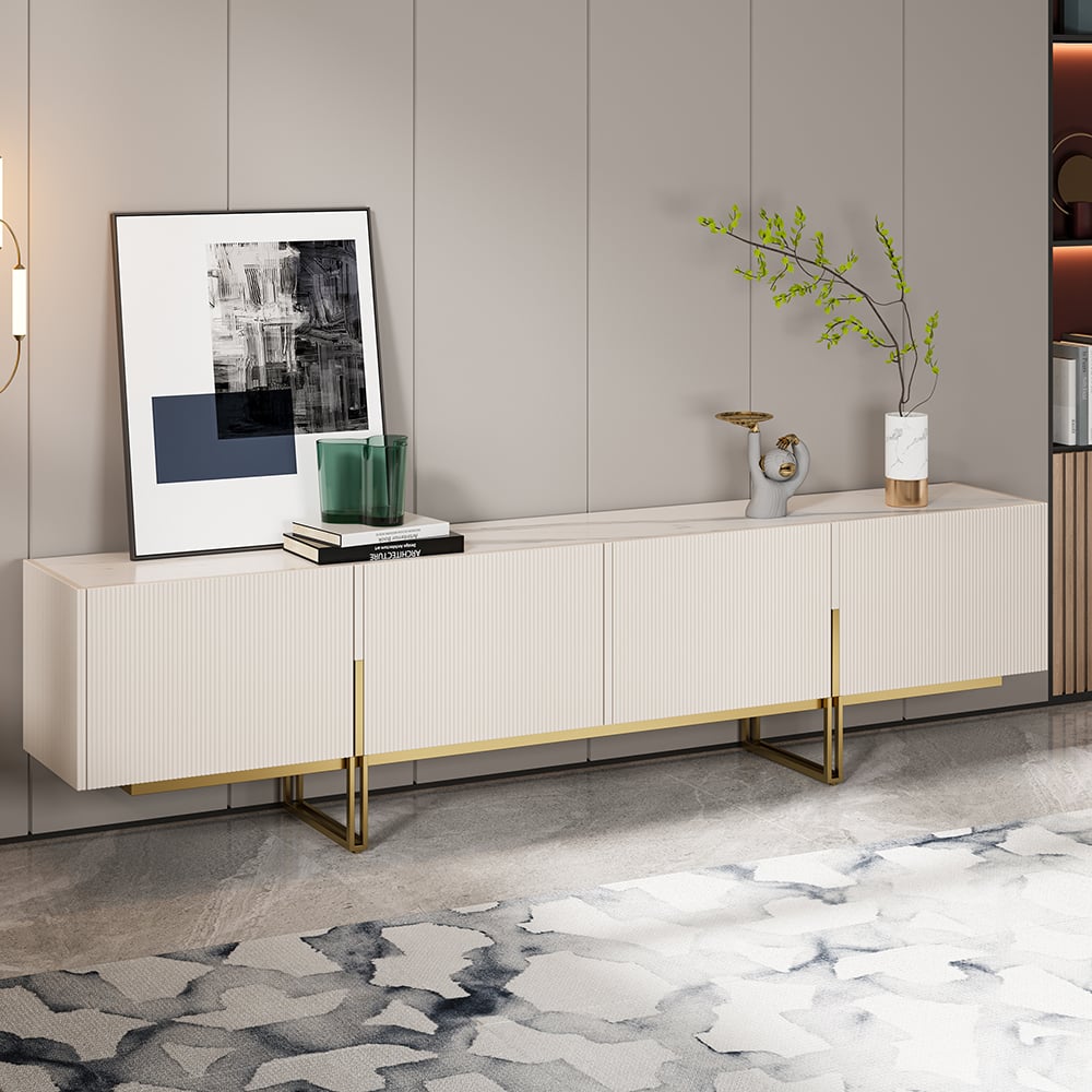 Auro Sintered Stone Fluted TV Console