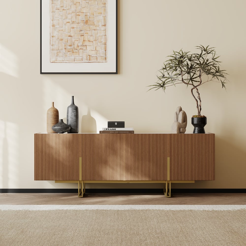 Auro Sintered Stone Fluted TV Console