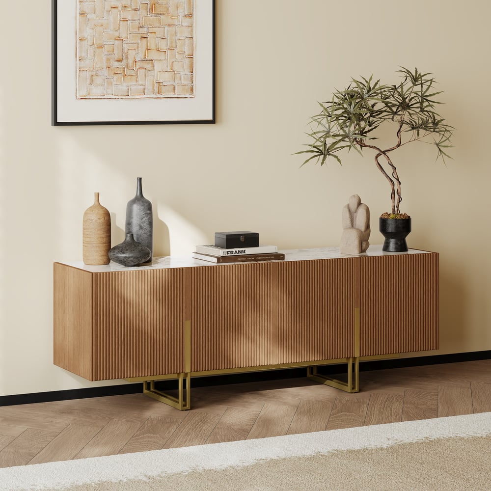 Auro Sintered Stone Fluted TV Console