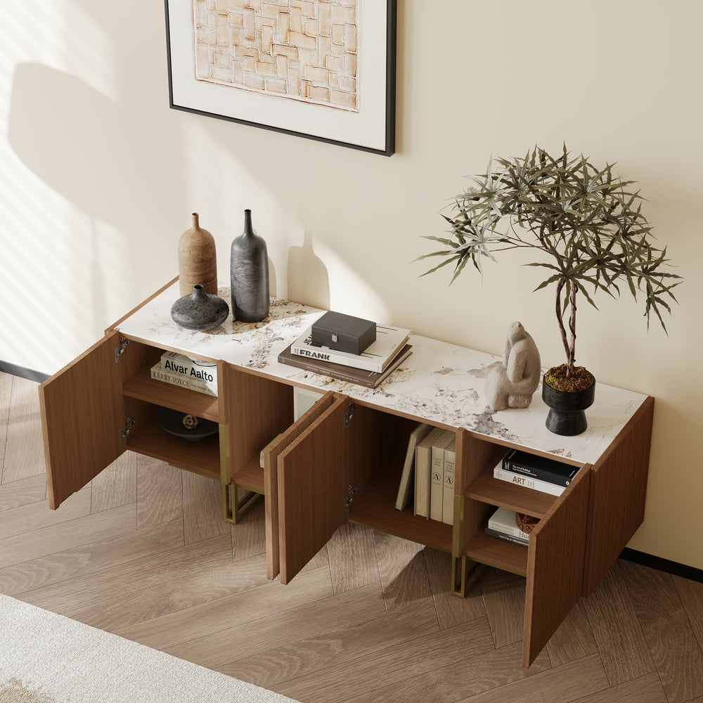 Auro Sintered Stone Fluted TV Console