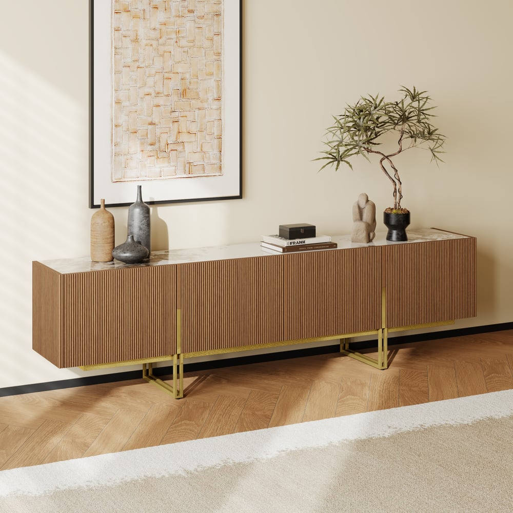 Auro Sintered Stone Fluted TV Console