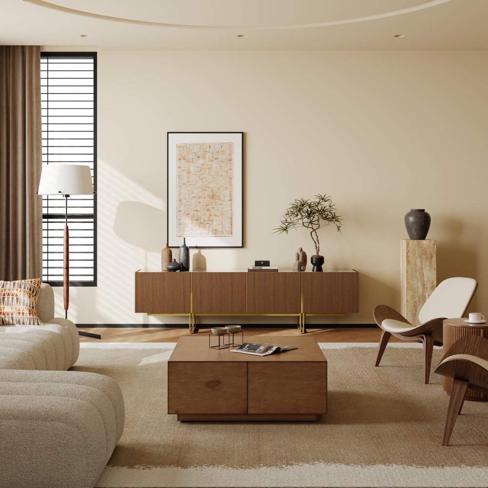 Auro Sintered Stone Fluted TV Console