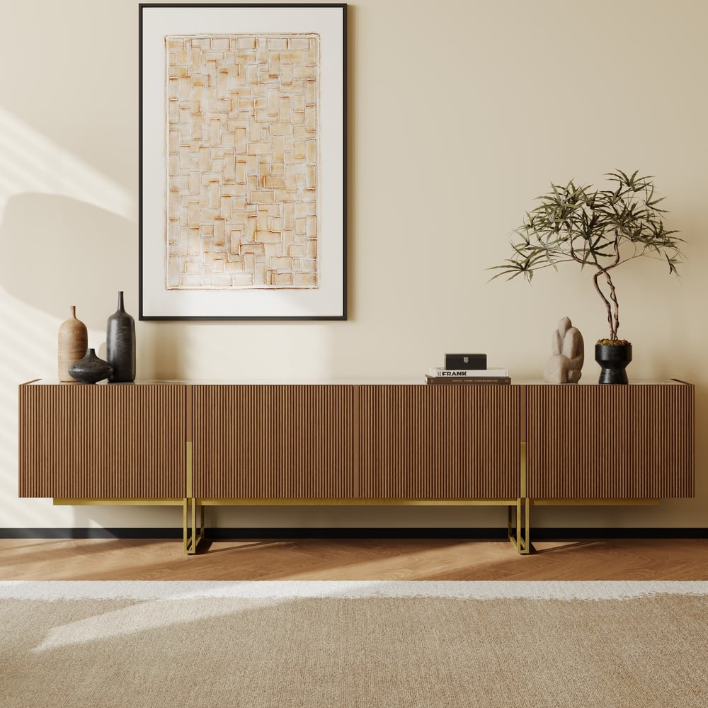 Auro Sintered Stone Fluted TV Console