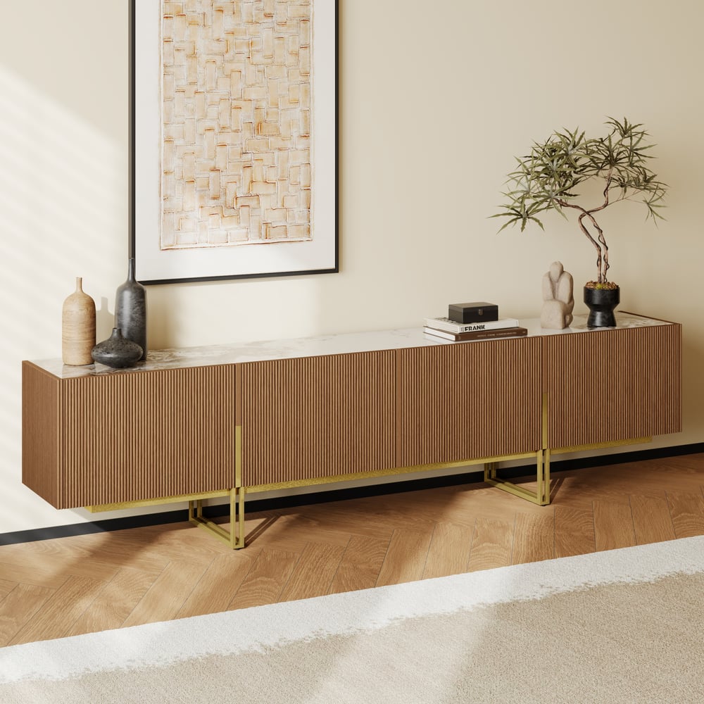 Auro Sintered Stone Fluted TV Console