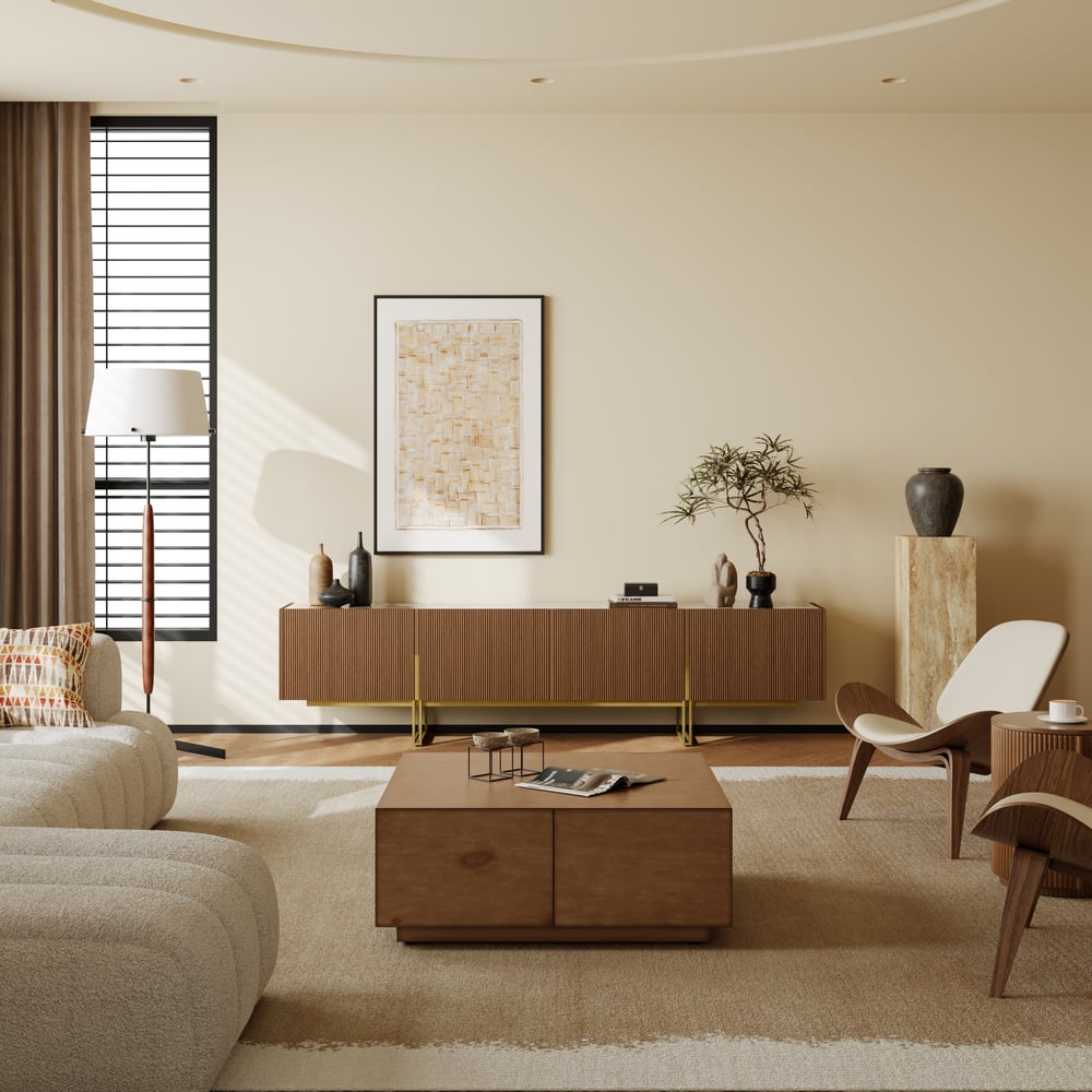 Auro Sintered Stone Fluted TV Console