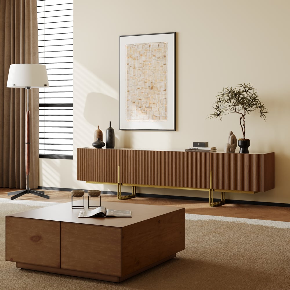 Auro Sintered Stone Fluted TV Console