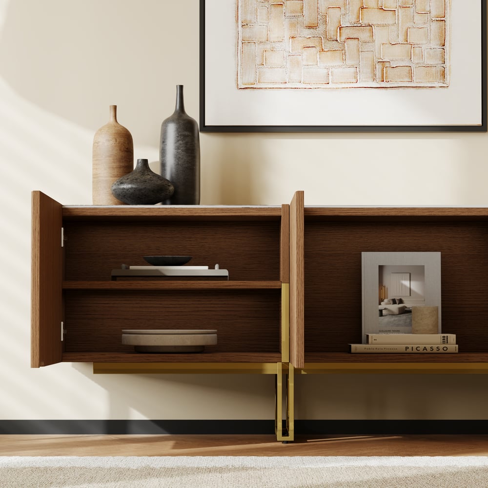 Auro Sintered Stone Fluted TV Console