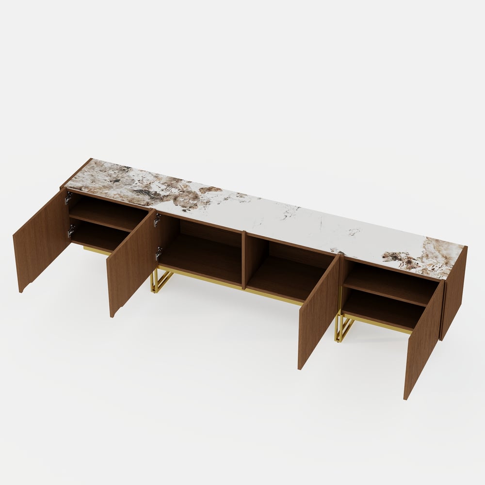 Auro Sintered Stone Fluted TV Console