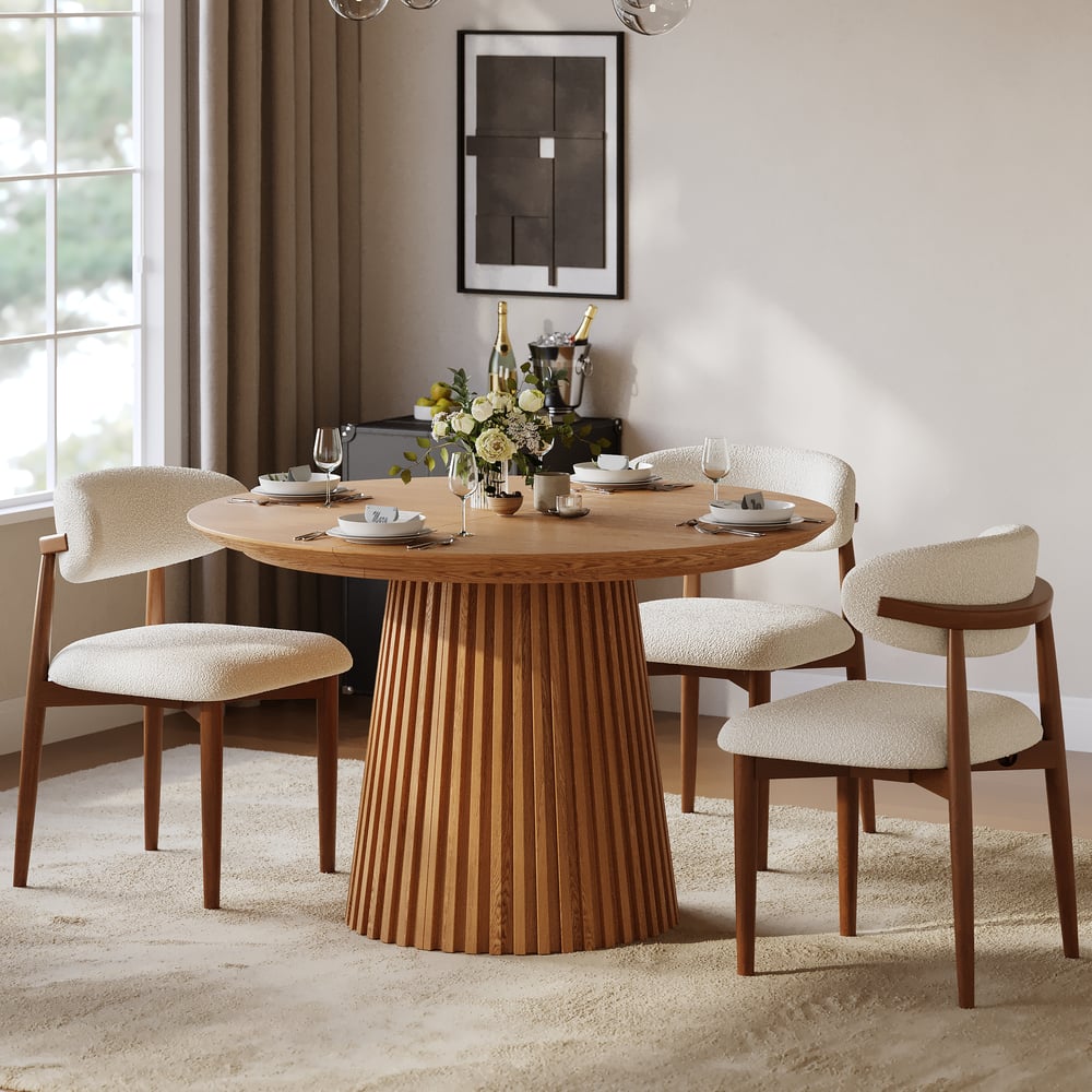 Nora Solid Wood Fluted Dining Table