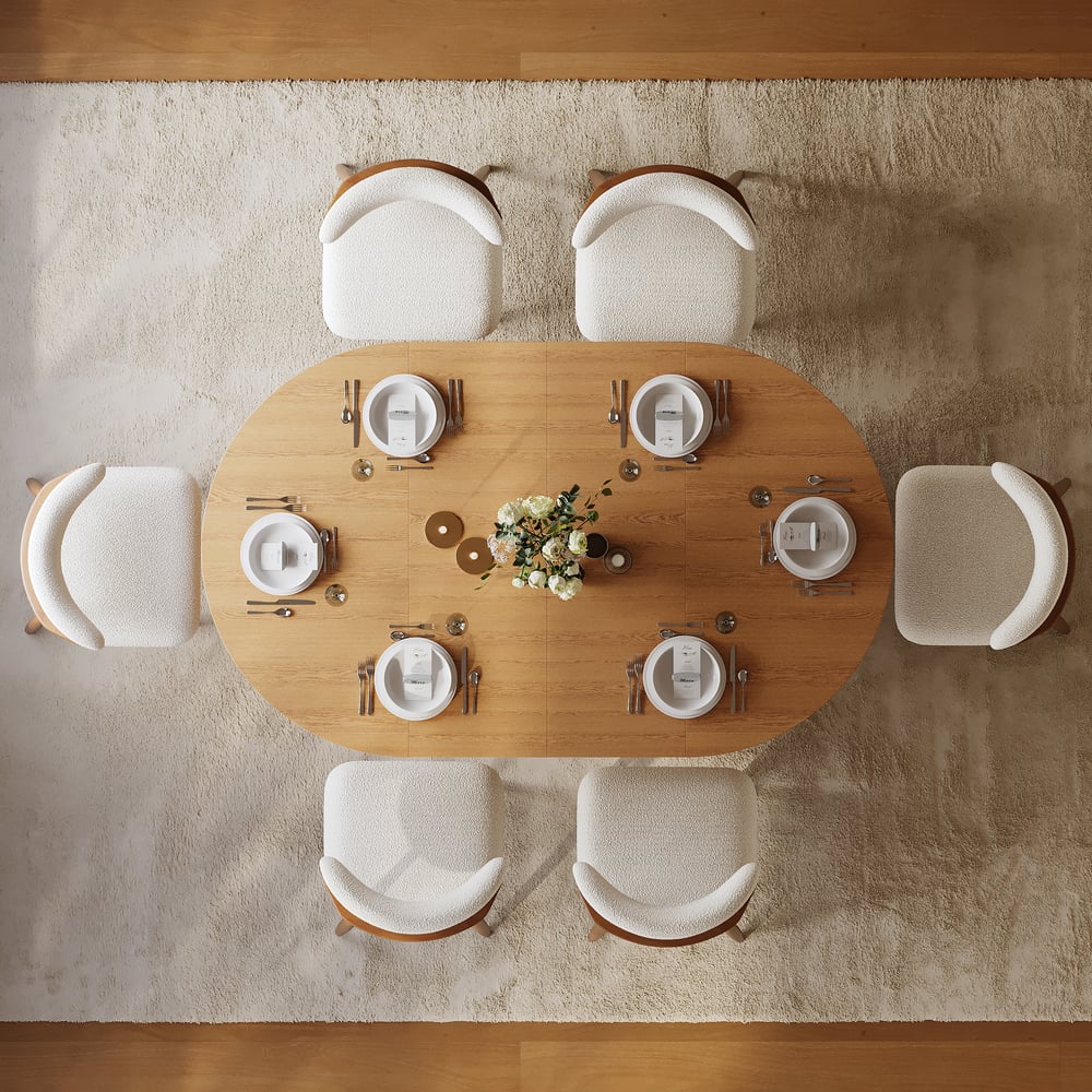 Nora Solid Wood Fluted Dining Table