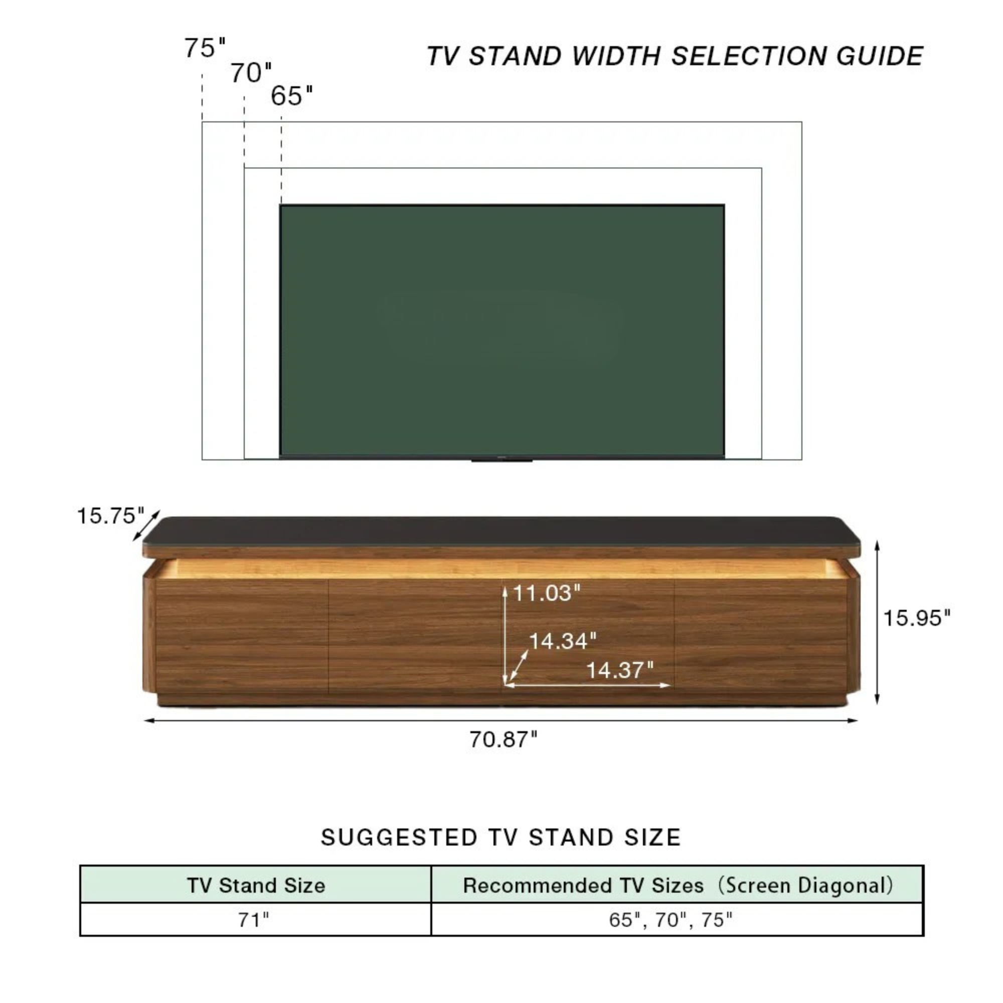 Dark Wood & Black / 180cm TV Stand / MDF