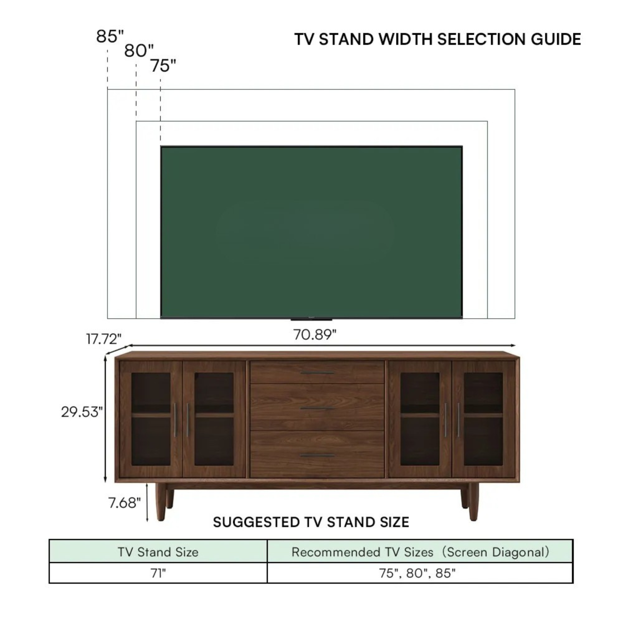 Walnut Color / 180cm TV Stand / MDF