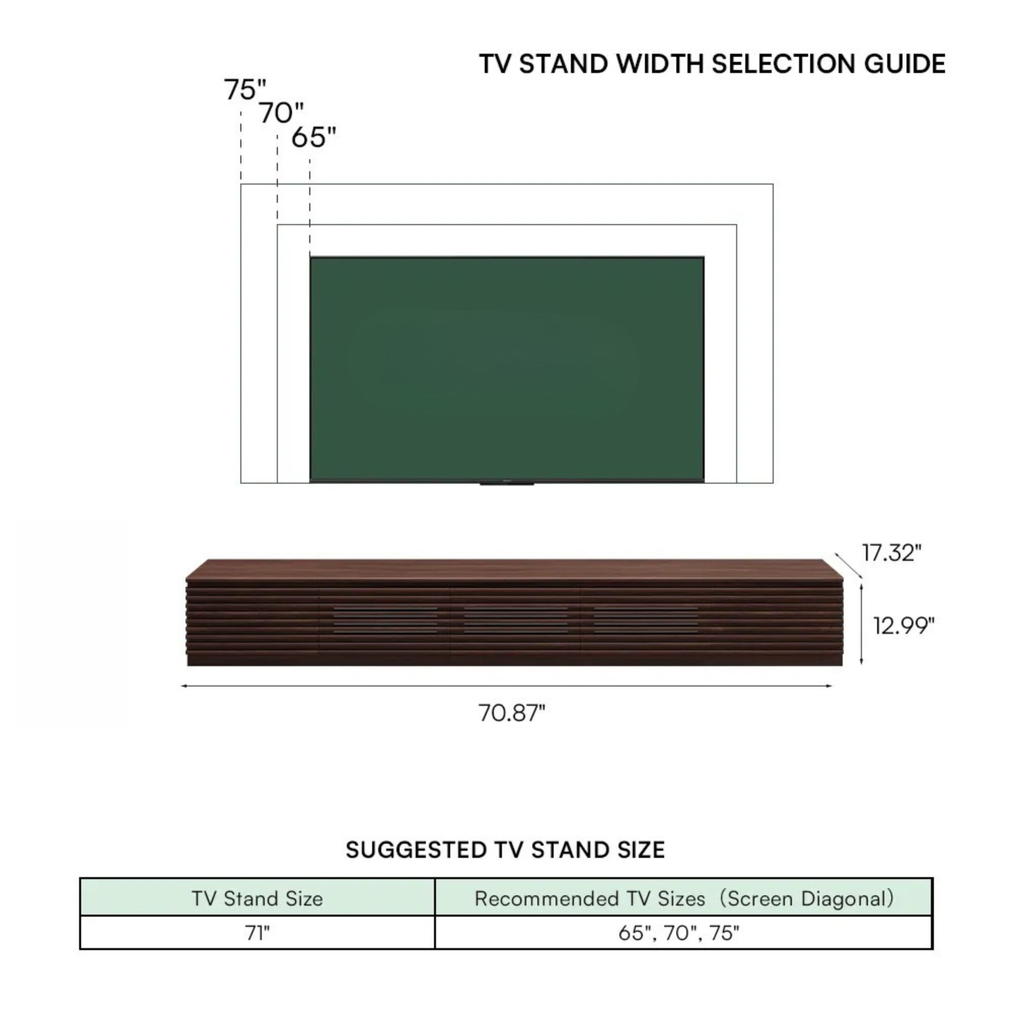Dark Wood / 70.87 x 17.32 x 12.99 inch / Plywood