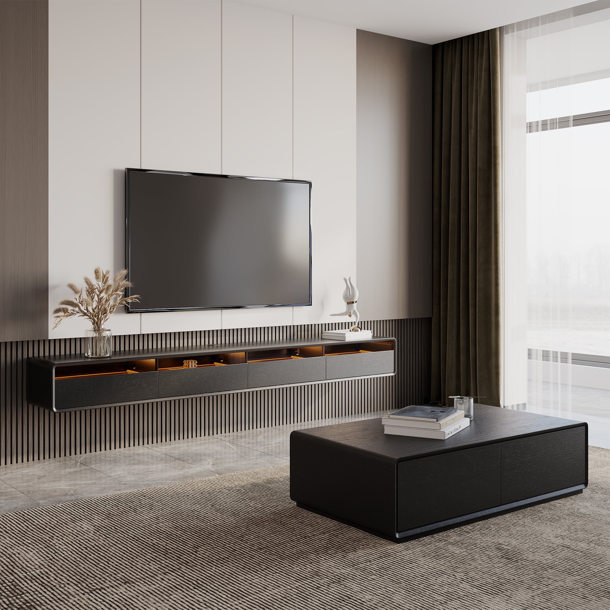 Veylan Floating LED Media Console