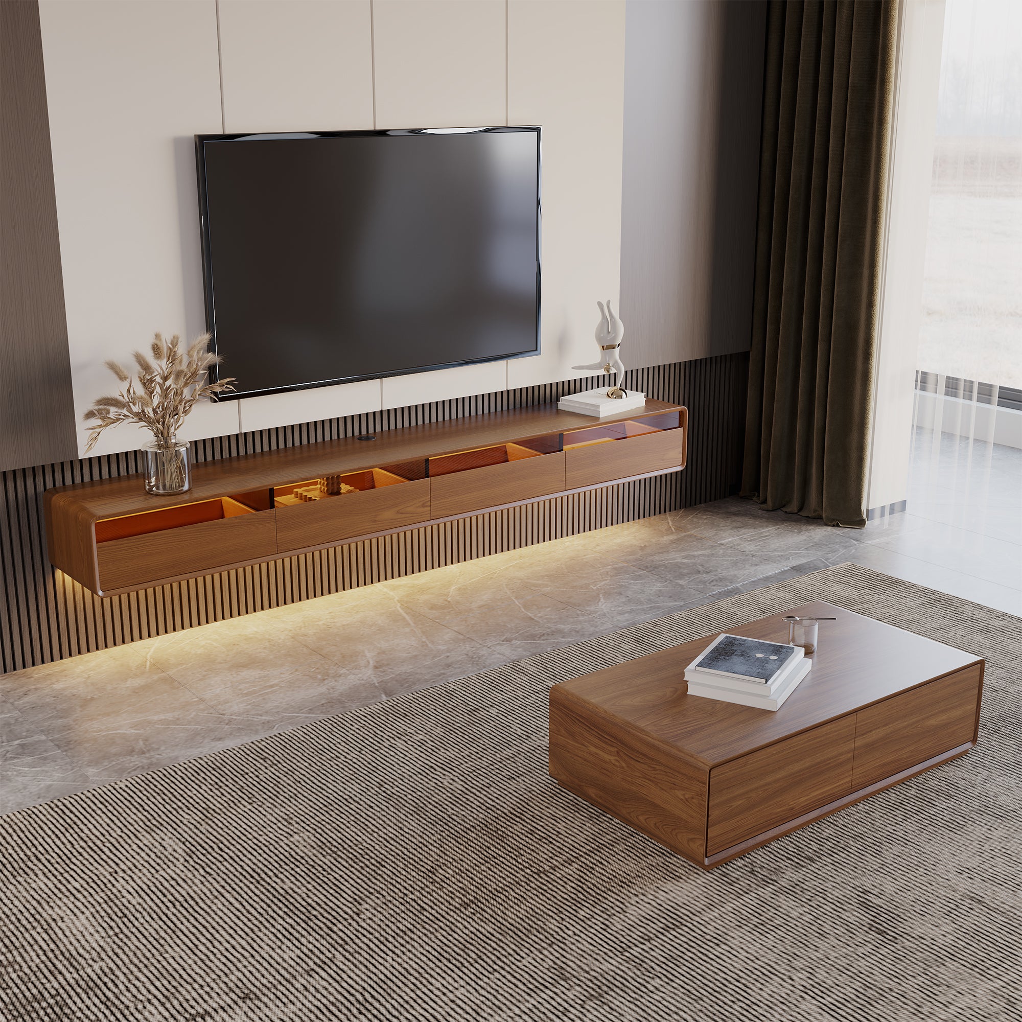 Veylan Floating LED Media Console