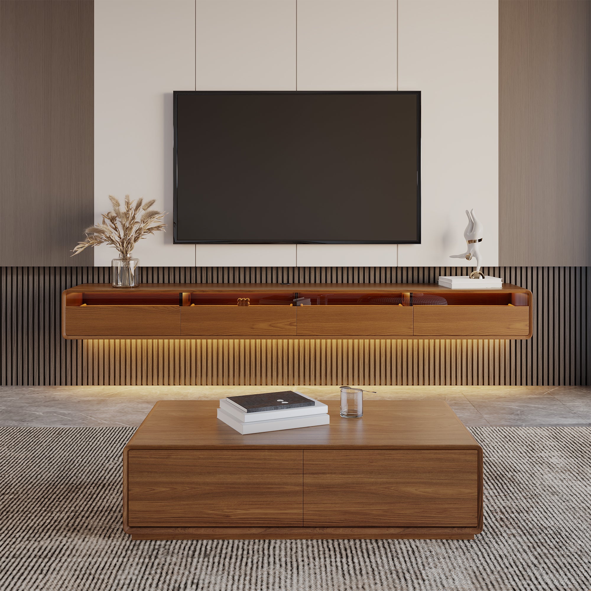 Veylan Floating LED Media Console