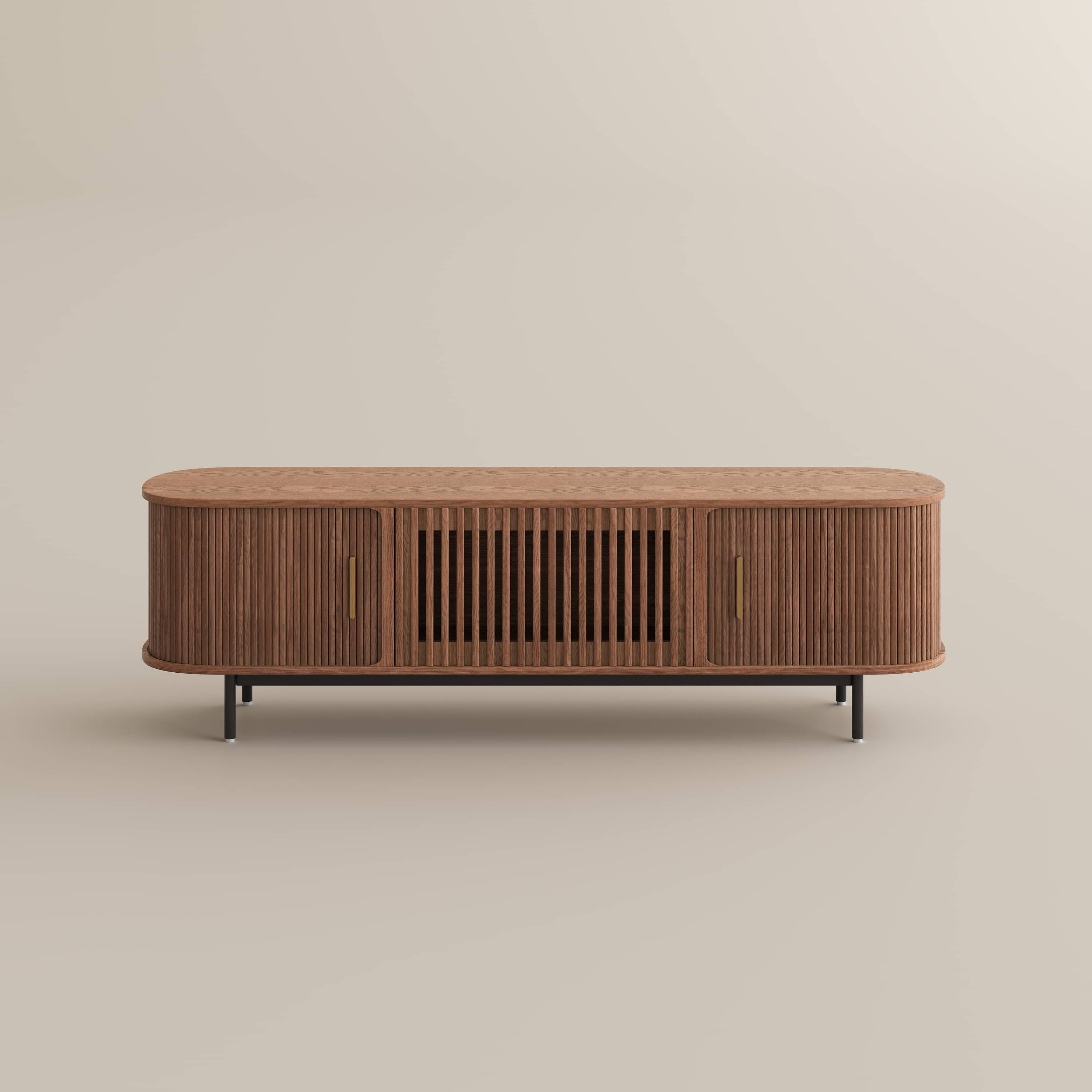 Solvra Mid-Century Tambour Door TV Stand