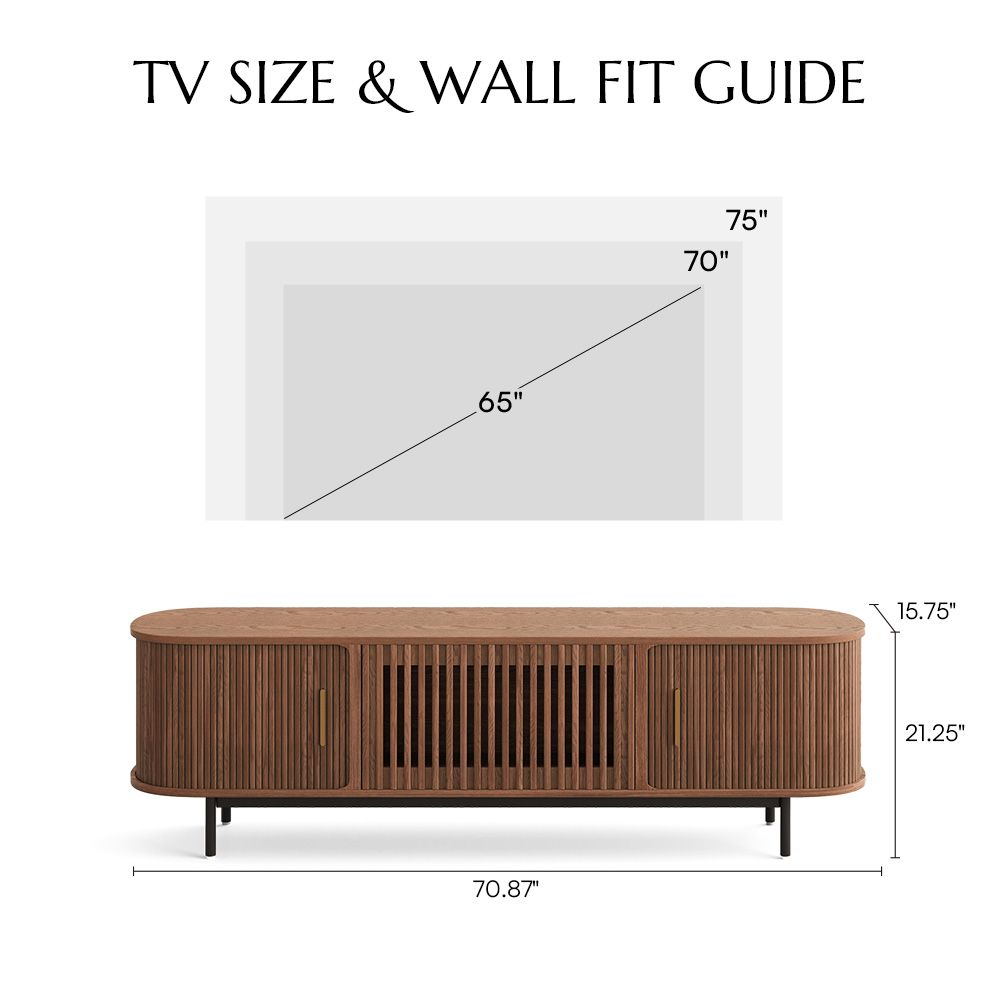 Solvra Mid-Century Tambour Door TV Stand