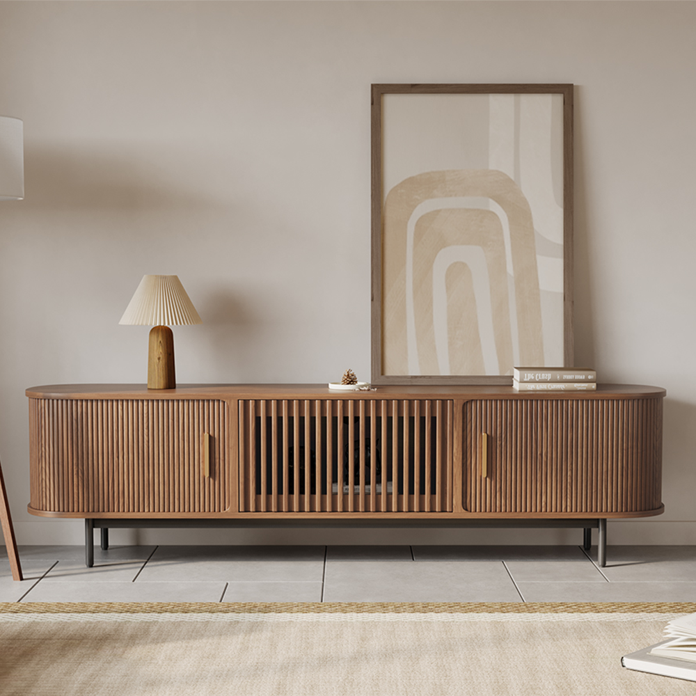 Solvra Mid-Century Tambour Door TV Stand