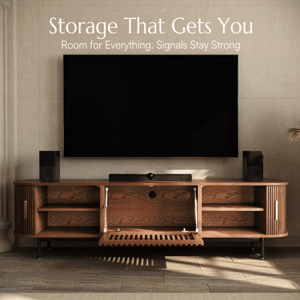 Solvra Mid-Century Tambour Door TV Stand