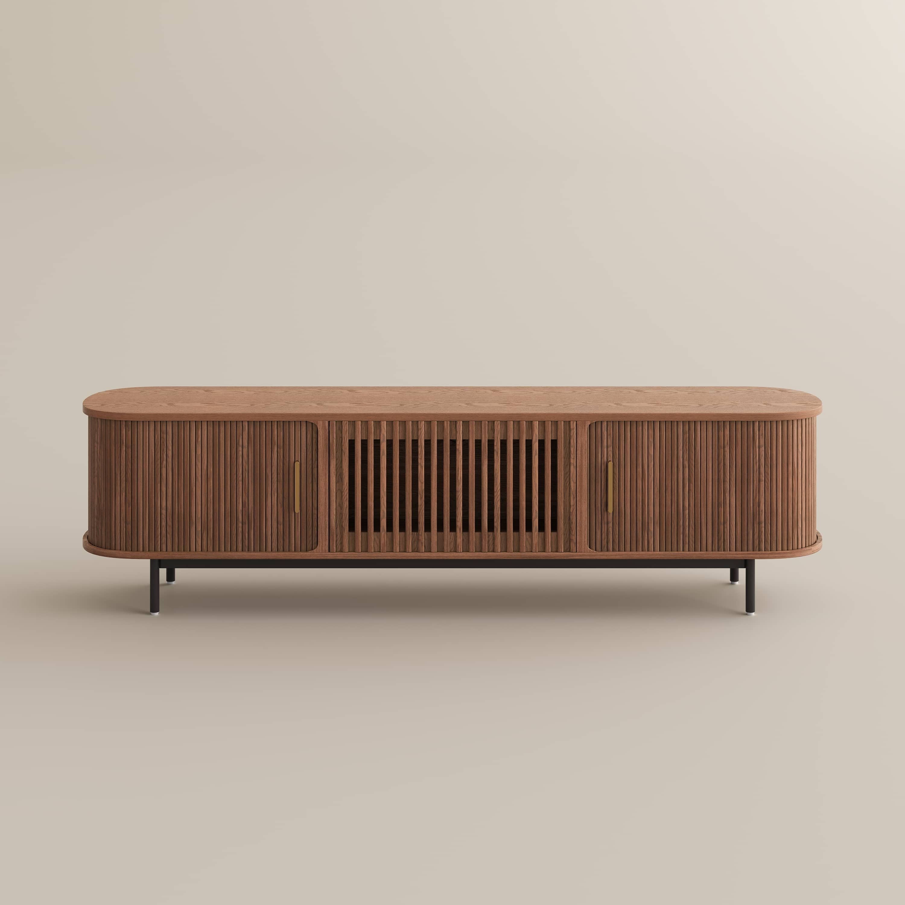 Solvra Mid-Century Tambour Door TV Stand