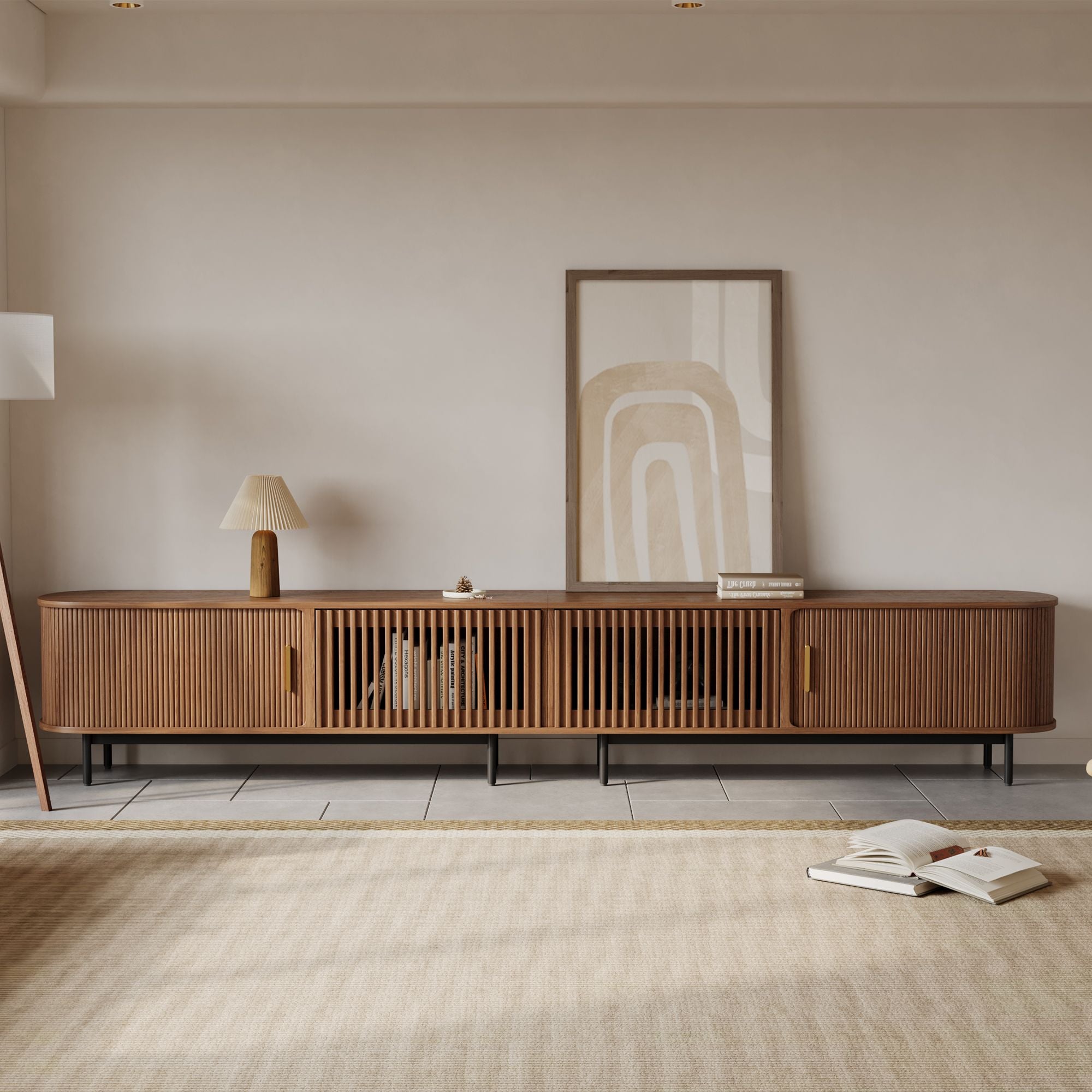 Solvra Mid-Century Tambour Door TV Stand