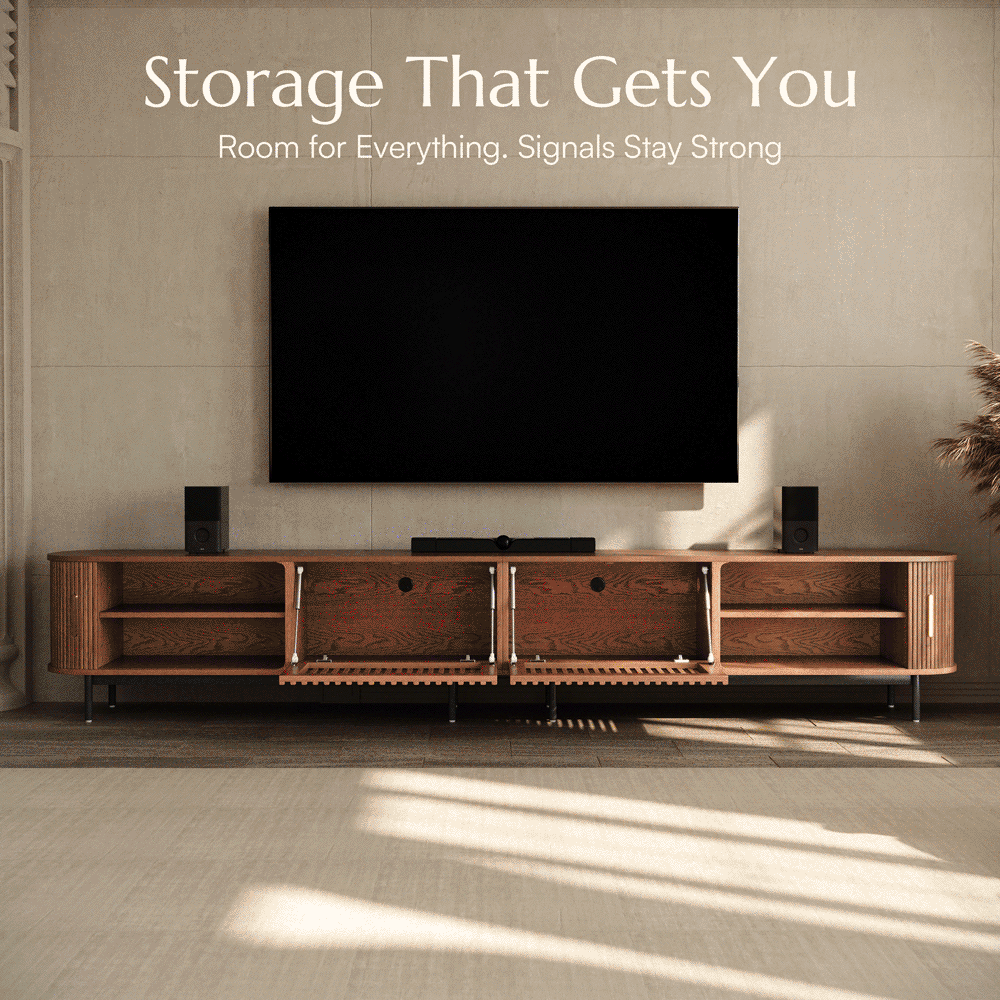 Solvra Mid-Century Tambour Door TV Stand