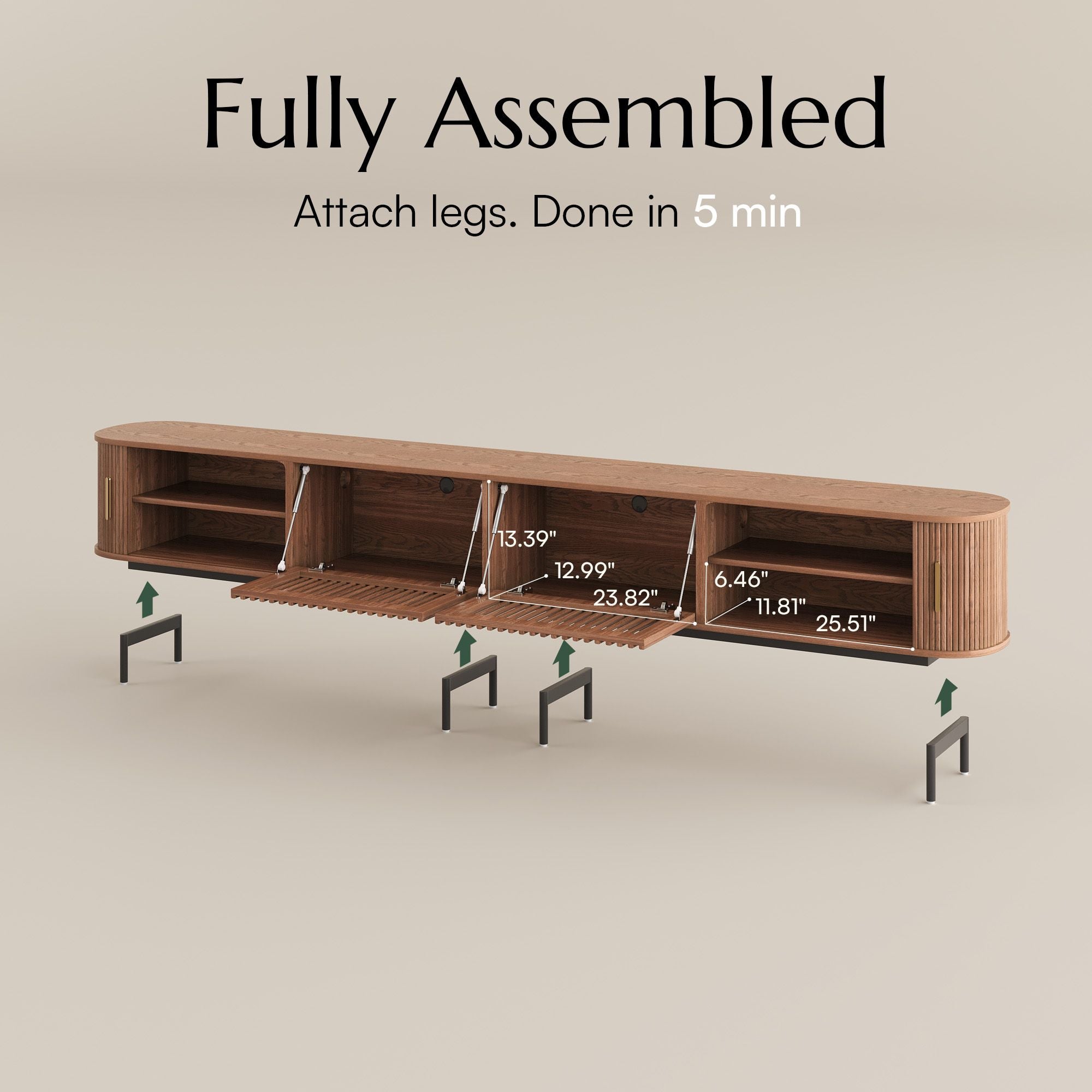 Solvra Mid-Century Tambour Door TV Stand