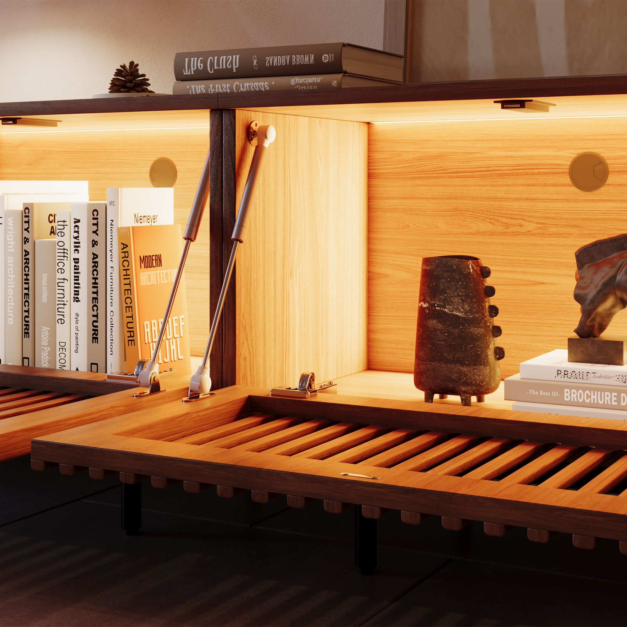 Solvra Mid-Century Tambour Door TV Stand