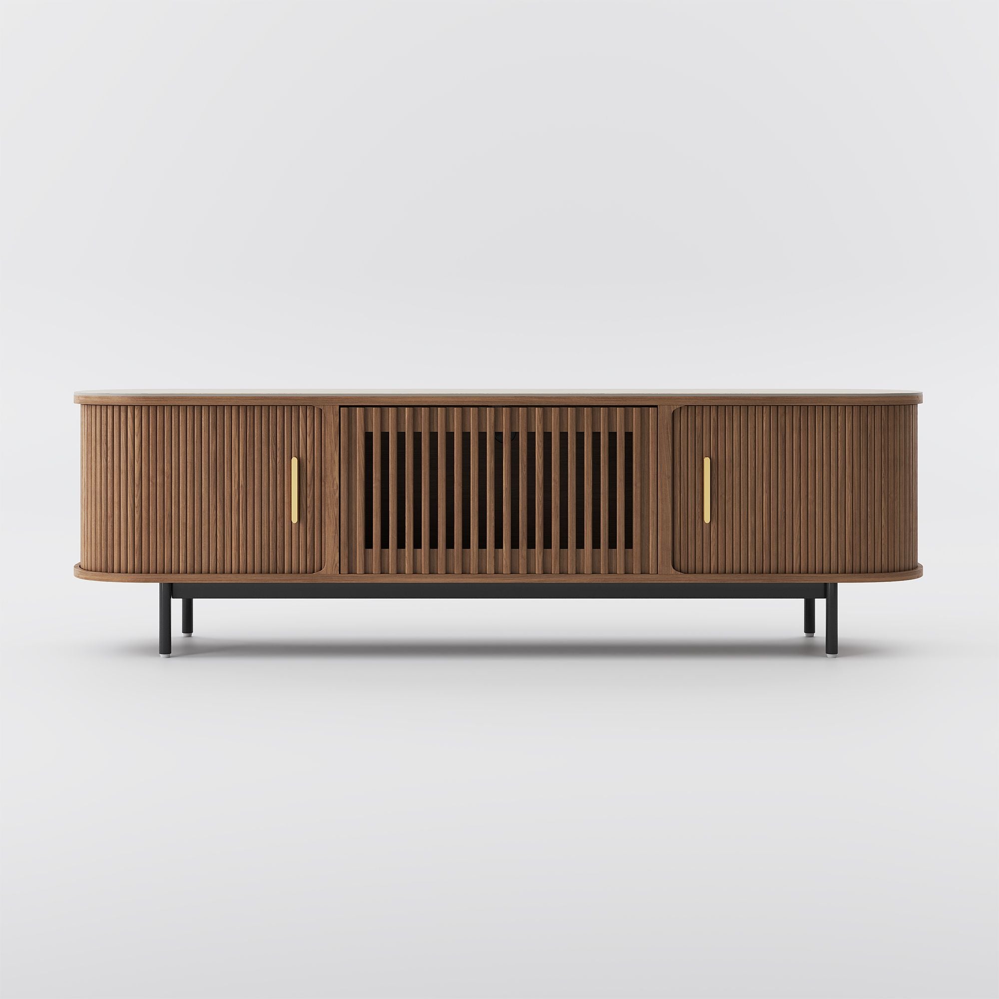 Solvra Mid-Century Tambour Door TV Stand