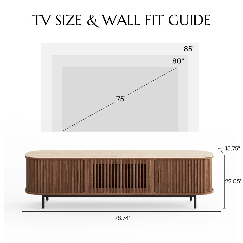 Solvra Mid-Century Tambour Door TV Stand