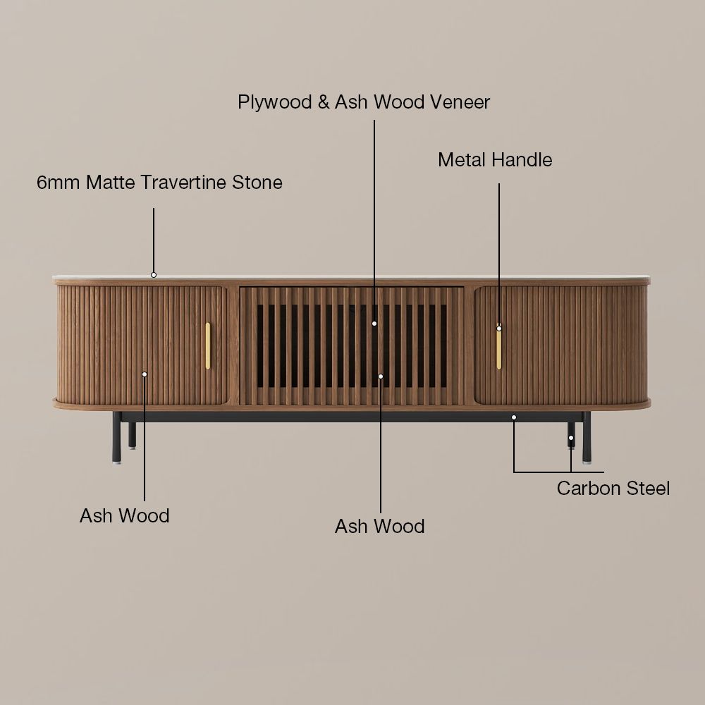 Solvra Mid-Century Tambour Door TV Stand