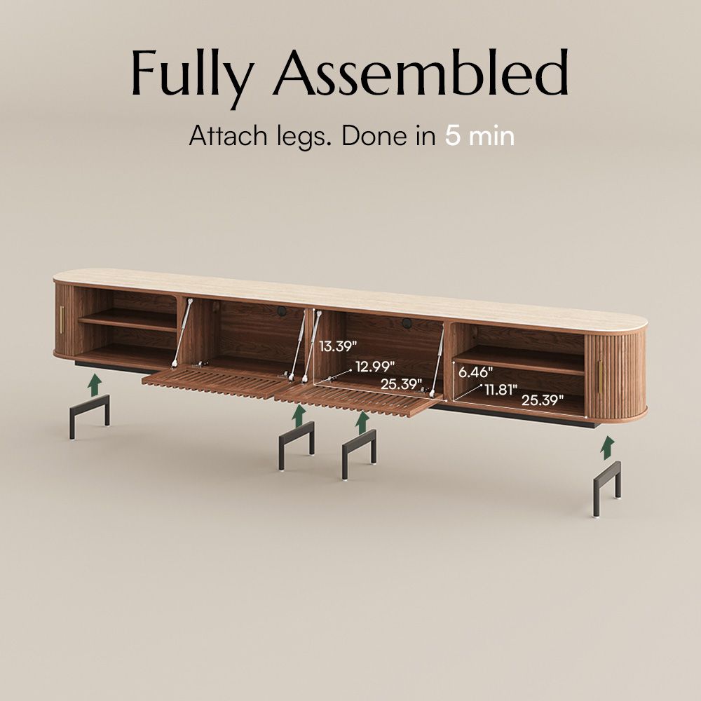 Solvra Mid-Century Tambour Door TV Stand