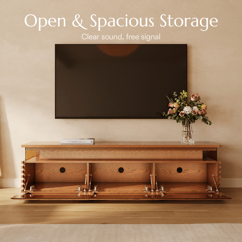 Atlas Mid-Century Slatted TV Console