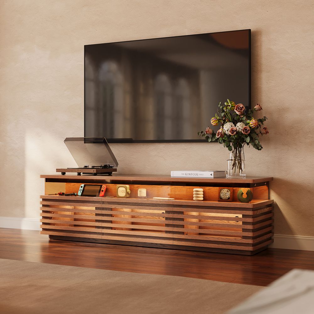 Atlas Mid-Century Slatted TV Console