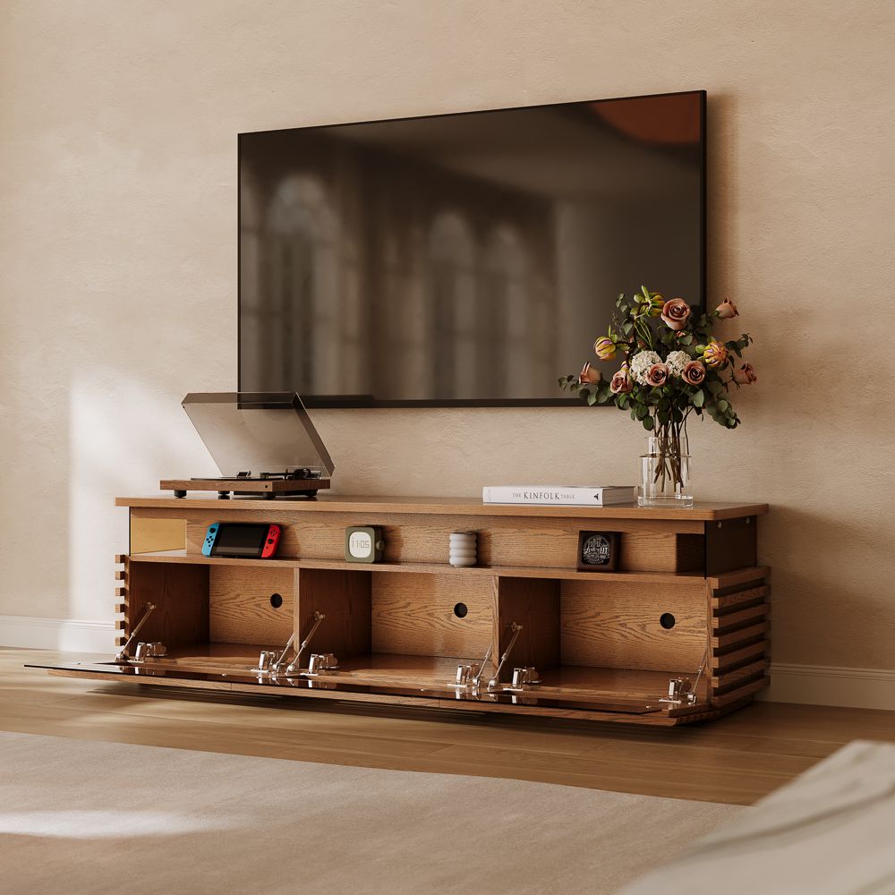 Atlas Mid-Century Slatted TV Console