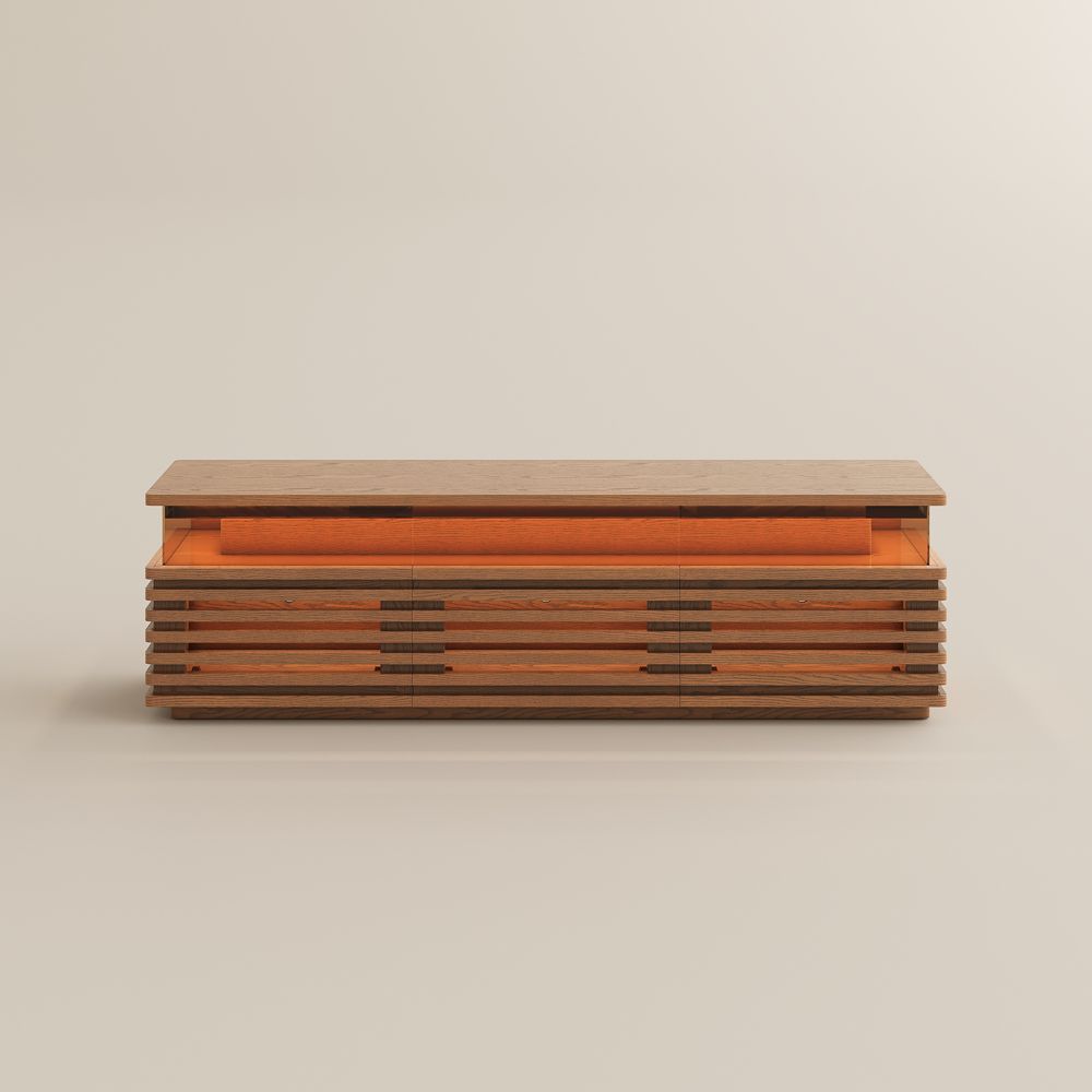 Atlas Mid-Century Slatted TV Console