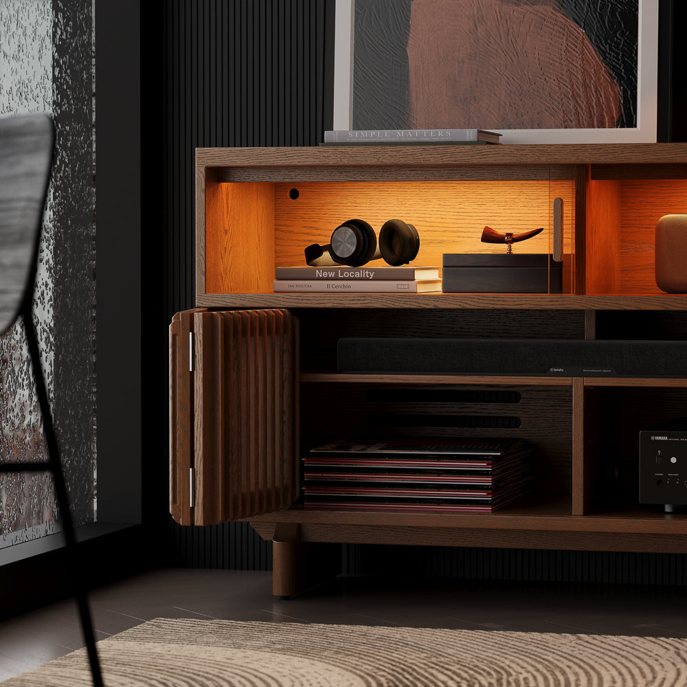 Ravelle Fluted LED Media Console