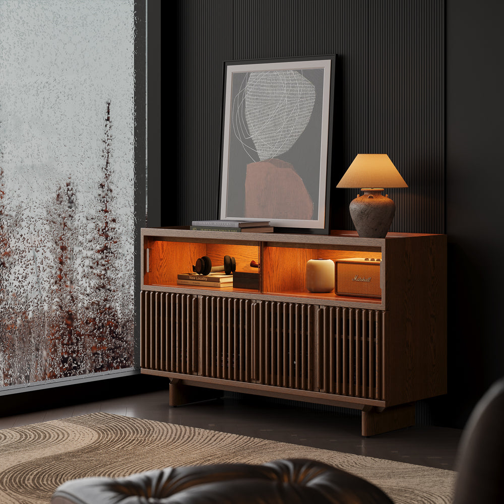 Ravelle Fluted LED Media Console