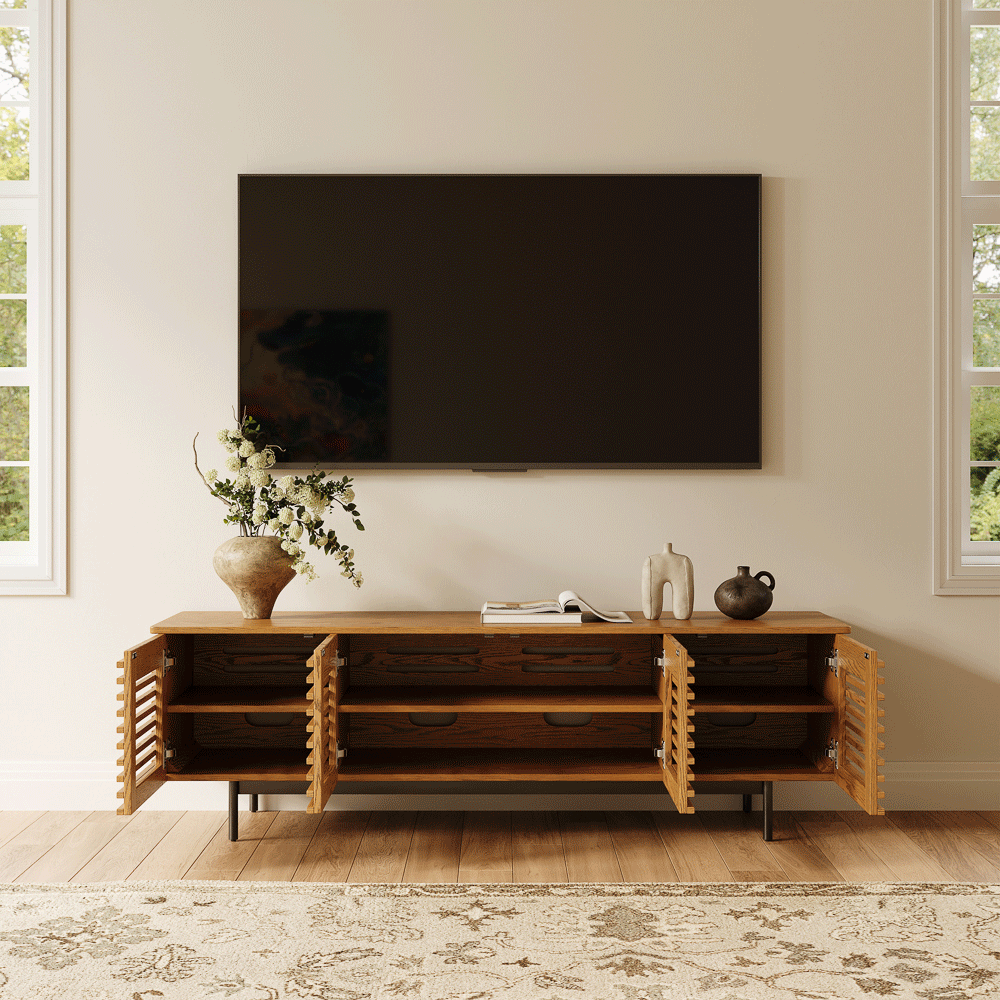 Ravelle Slatted Media Console