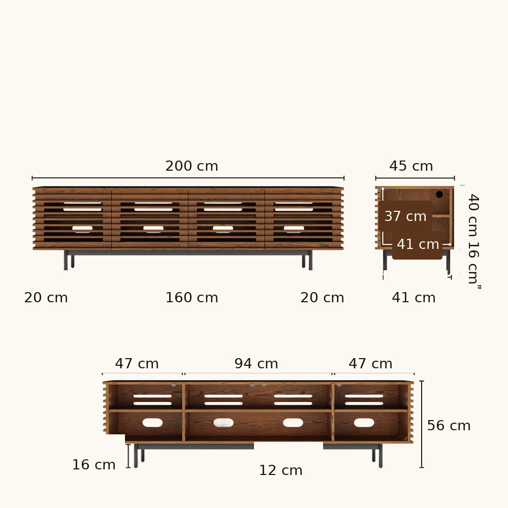 Ravelle Slatted Media Console