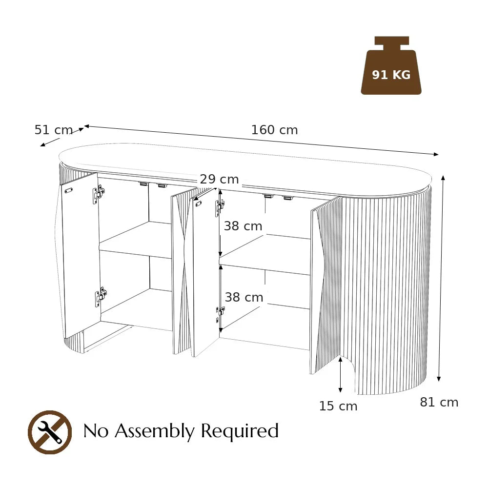 Silva Fluted Cabinet 160 cm - Exclusivia
