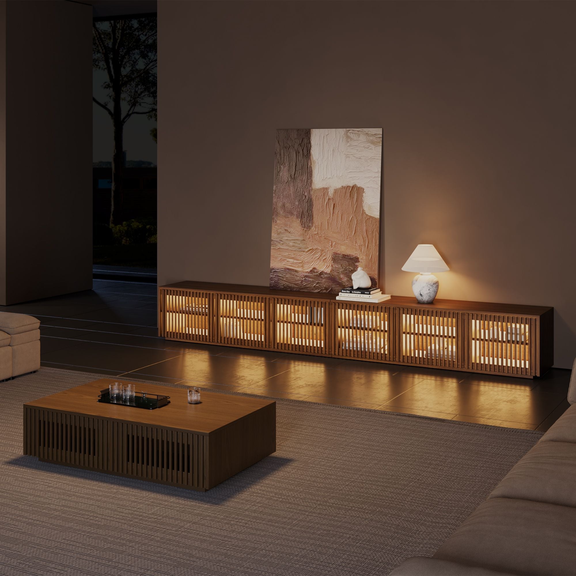 Aeolus Modern Wood TV Stand