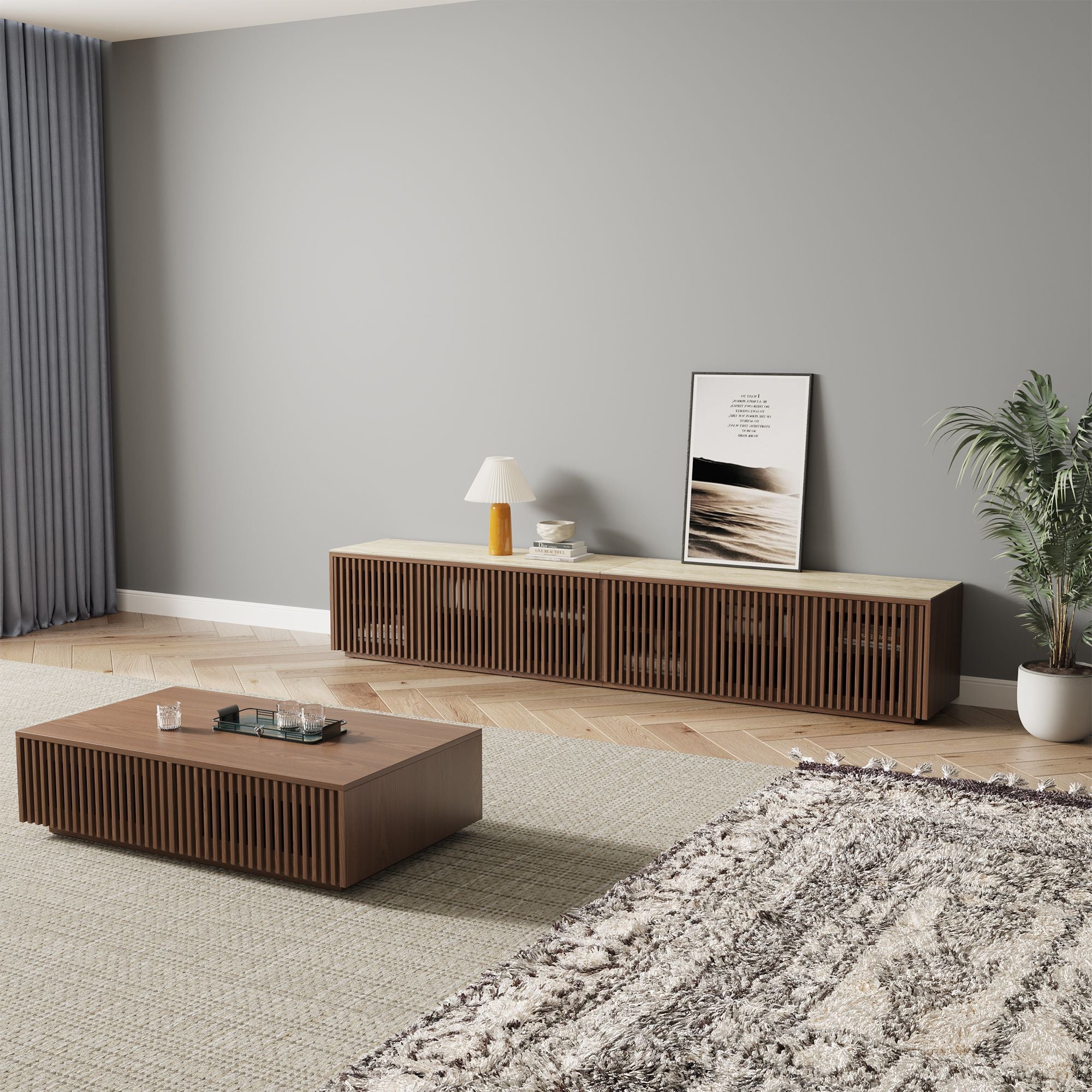 Aeolus Modern Wood TV Stand