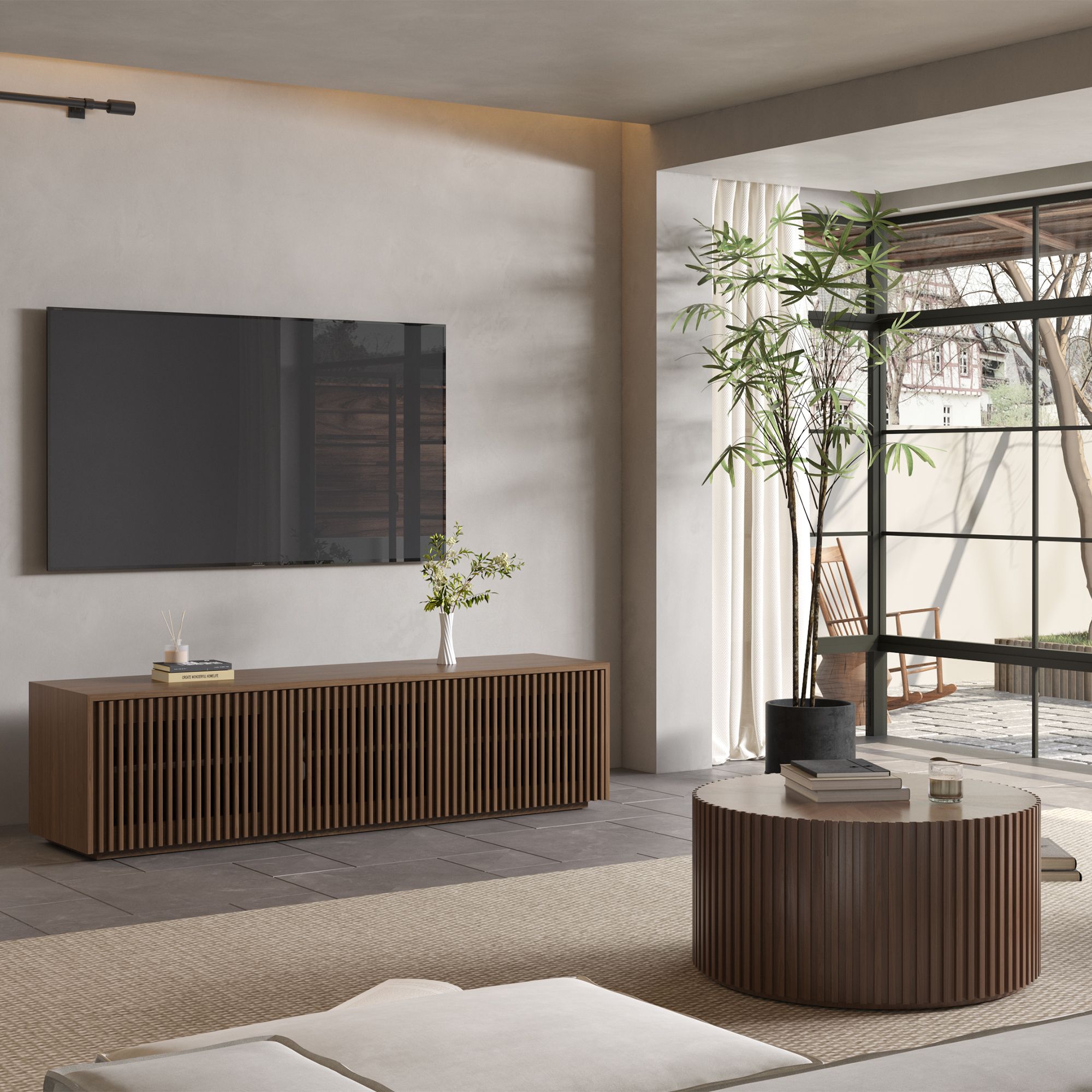 Aeolus Modern Wood TV Stand