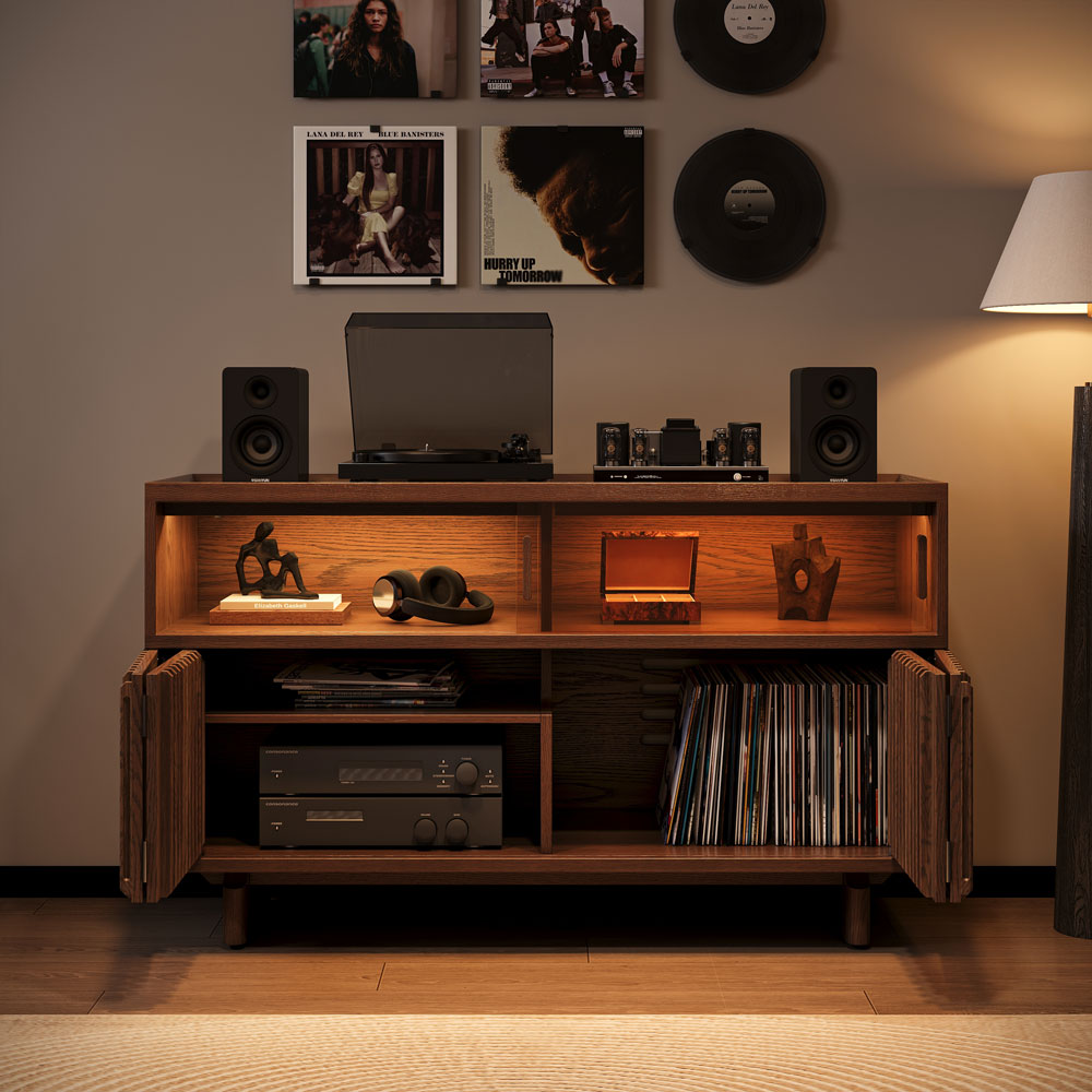Ravelle Fluted LED Media Console