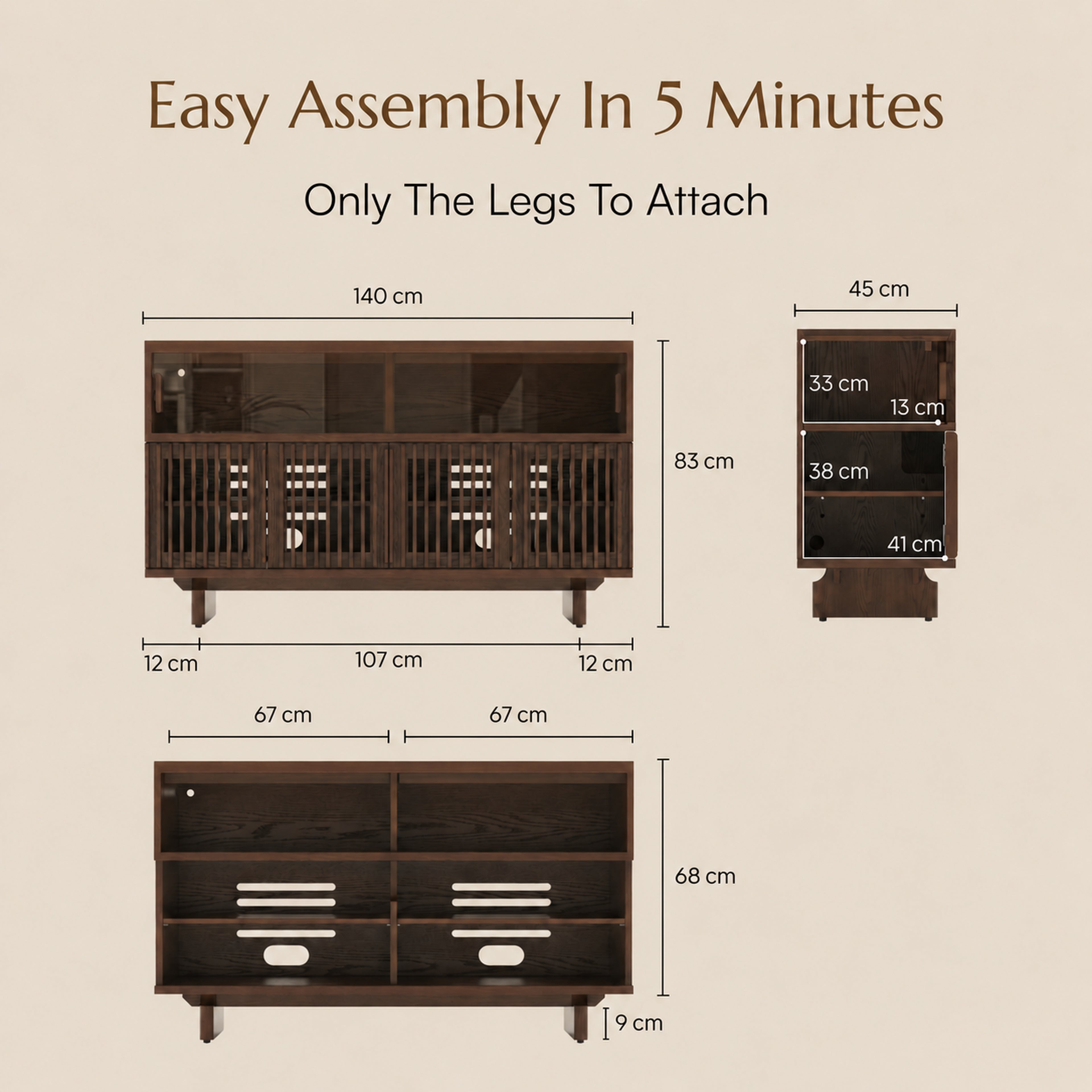 Ravelle Fluted LED Media Console